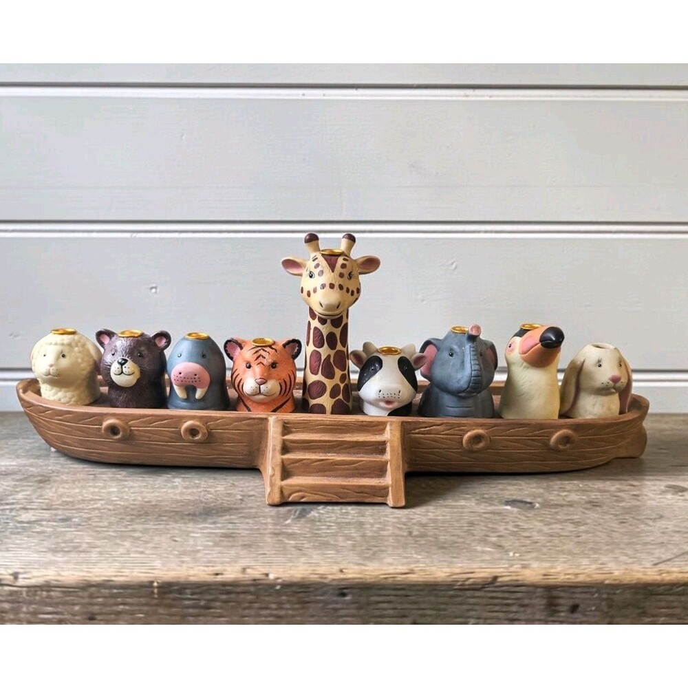 Noah’s Ark Menorah Children’s Hanukkah Baby Animals by Roman Vintage